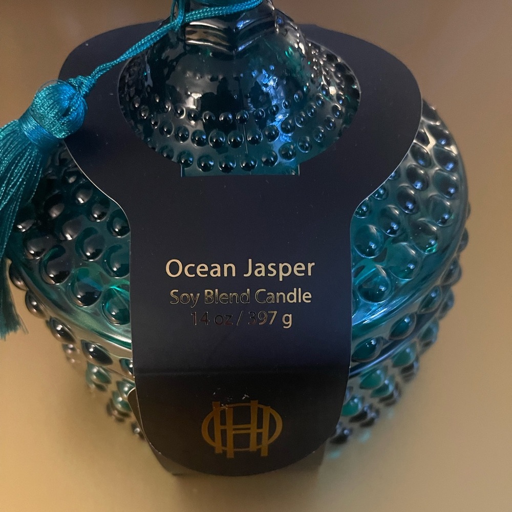 New House of Harlow 1960 Ocean Jasper 14oz glass 3 wick Soy blend candle